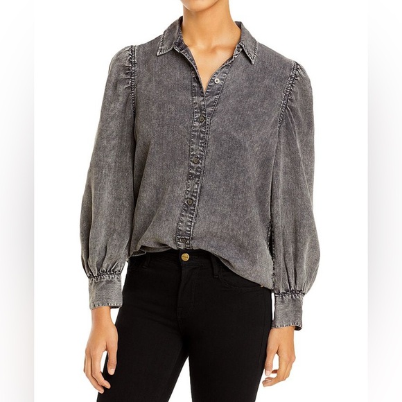 Rails Angelica Button Down Shirt In Black Acid Wash Large - Picture 1 of 6